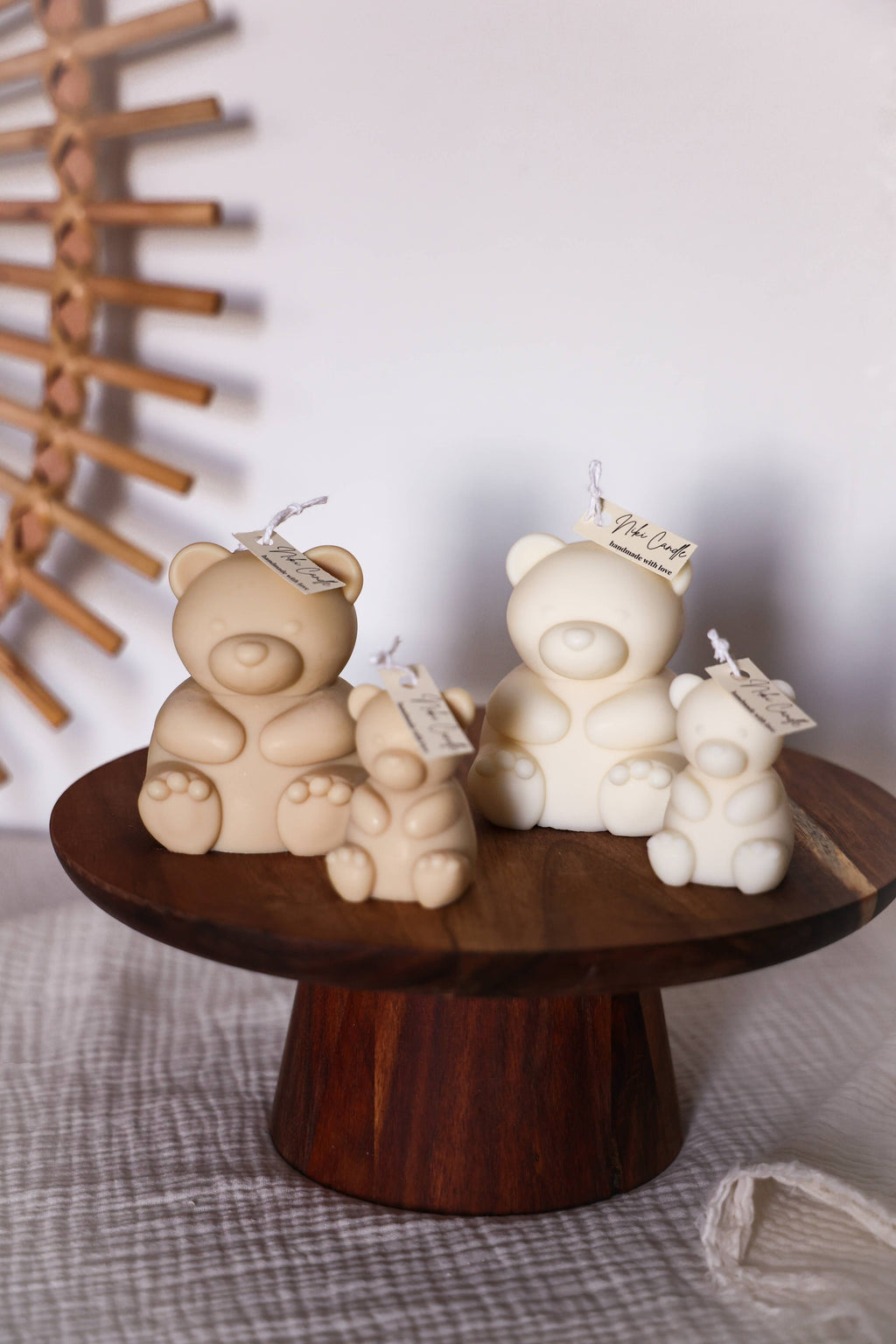 Set kaarsen in de vorm van teddyberen: Beige