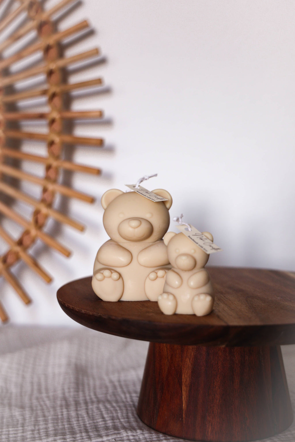 Set kaarsen in de vorm van teddyberen: Beige